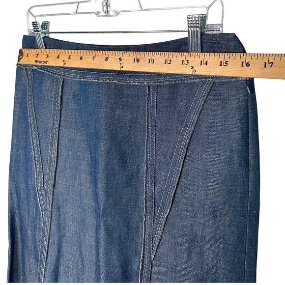 Neiman Marcus 10 Lida Baday Linen Skirt Set $1200 Denim Blazer Jean Skirt Blue - Picture 10 of 14